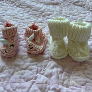Adorable Pink and Cream Knitted Baby Booties